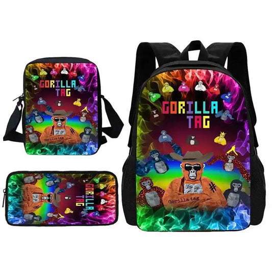  Cartoon Gorilla School Backpack For Kids Pencil Case -  ToylandEU™