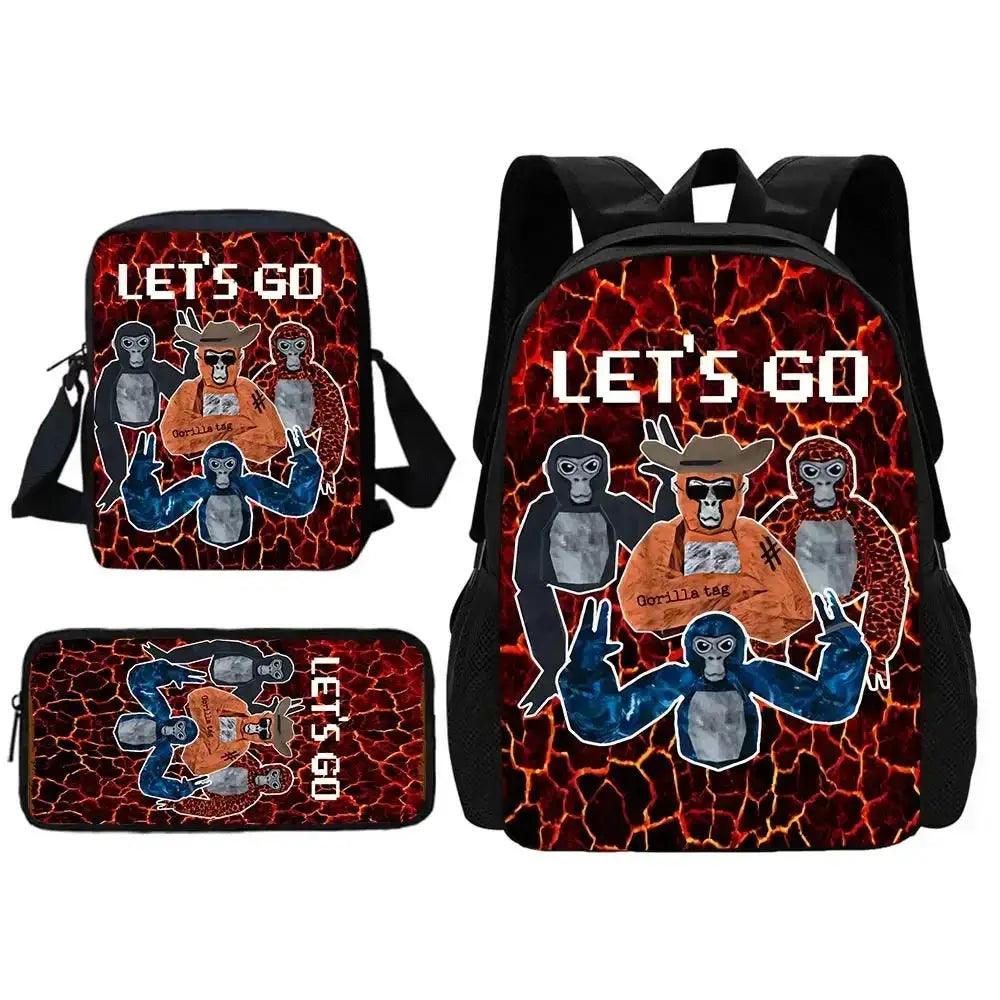  Cartoon Gorilla School Backpack For Kids Pencil Case -  ToylandEU™