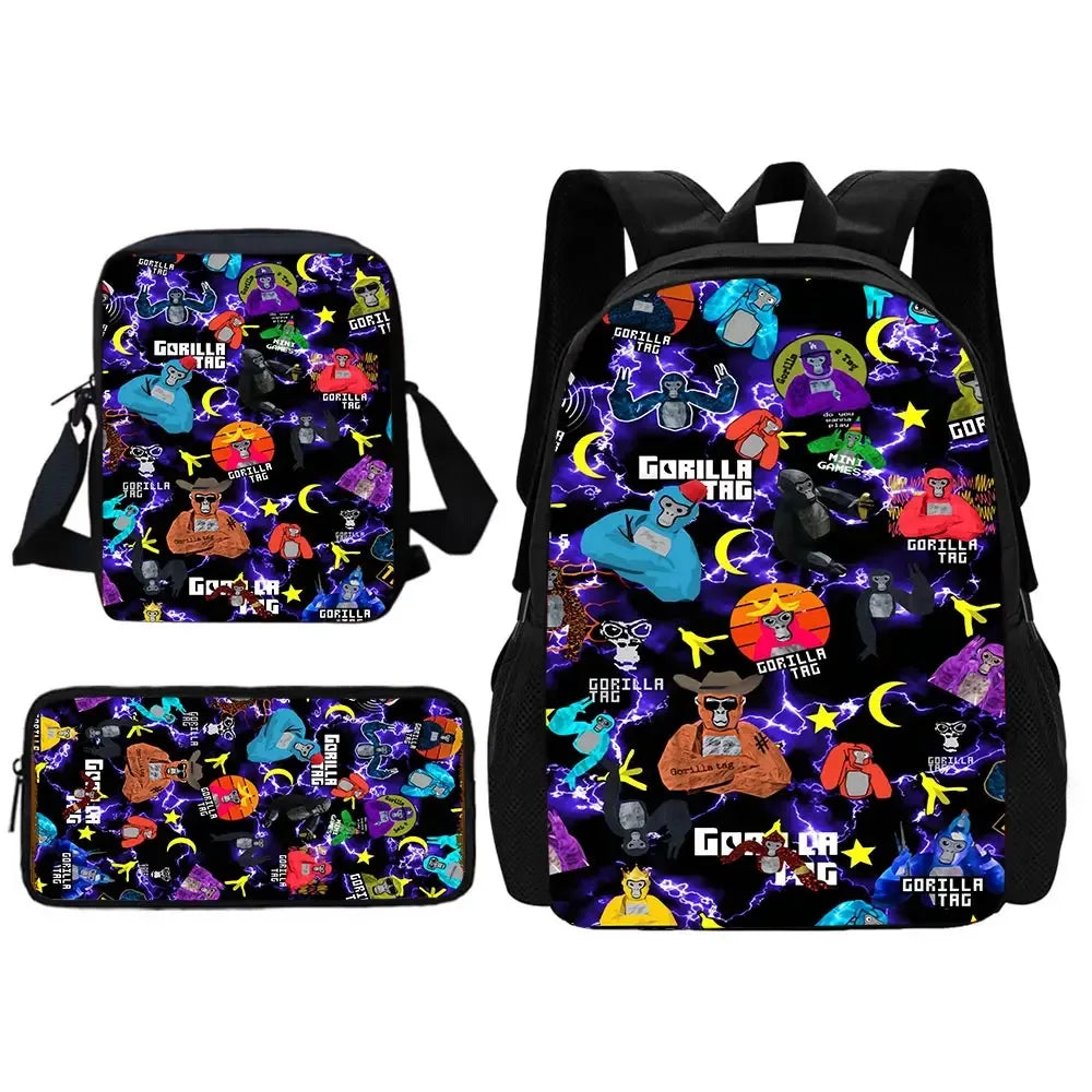 Cartoon Gorilla School Backpack For Kids With Pencil Case - ToylandEU