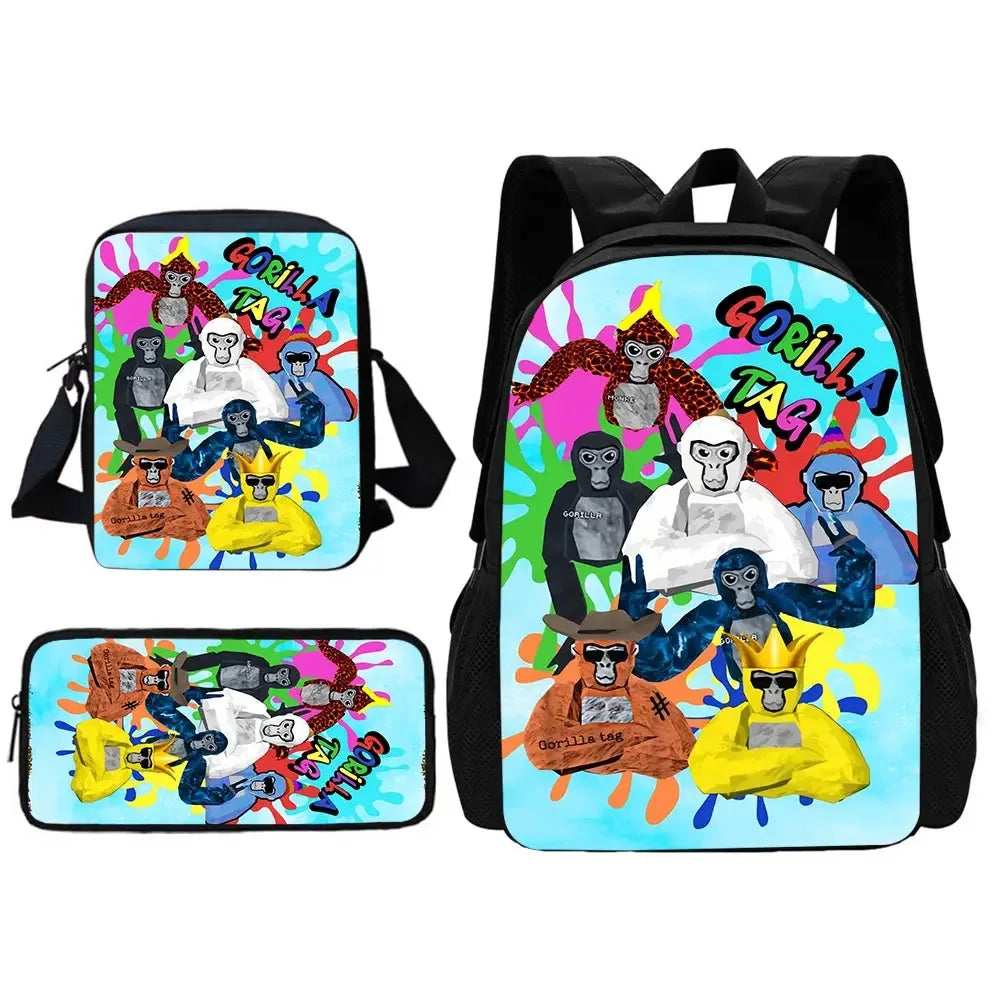 Cartoon Gorilla School Backpack For Kids With Pencil Case - ToylandEU