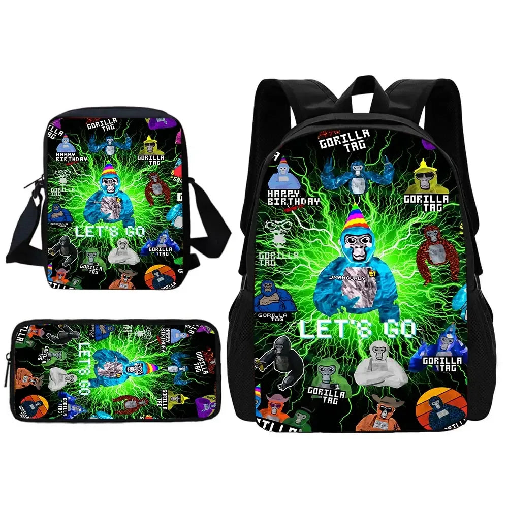 Cartoon Gorilla School Backpack For Kids With Pencil Case - ToylandEU