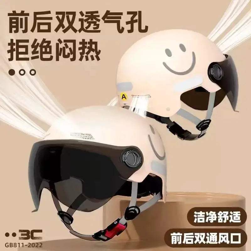 Cartoon Half Helmet With Goggles 3C Certified Motorcycle Safety - ToylandEU