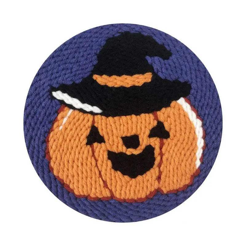  Cartoon Halloween Pumpkin Needle Punch Embroidery Kit for Beginners - Spooky Home Decor Craft Set -  ToylandEU™