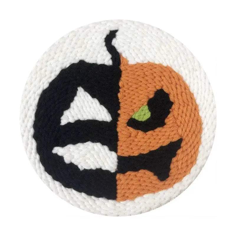  Cartoon Halloween Pumpkin Needle Punch Embroidery Kit for Beginners - Spooky Home Decor Craft Set -  ToylandEU™