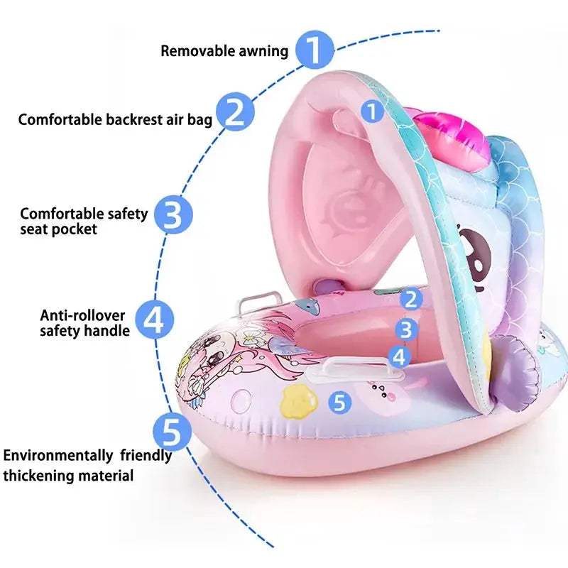  Cartoon Inflatable Baby Float Detachable Shade -  ToylandEU™