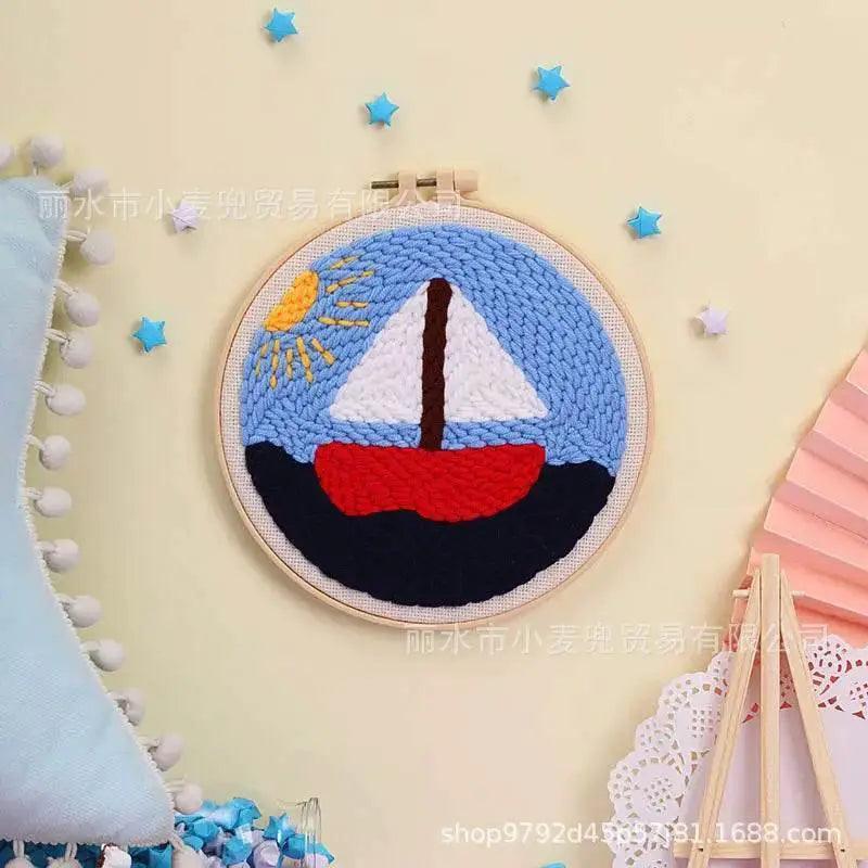  Cartoon Lemon Pizza 8-ply Yarn Punch Needle Embroidery Kit for Beginners - Handmade Stitch Art for Home Decor -  ToylandEU™