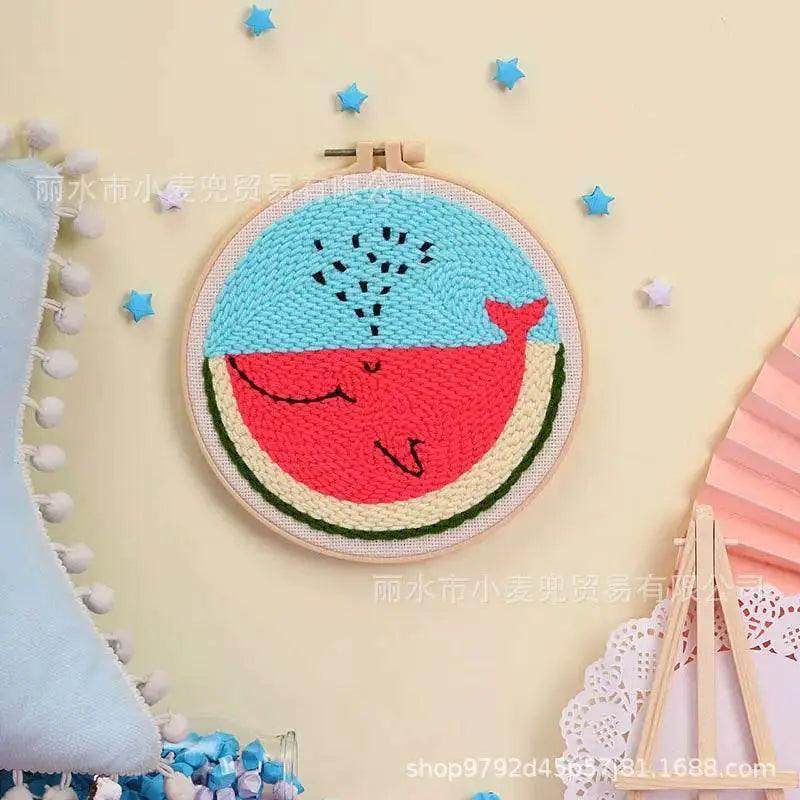  Cartoon Lemon Pizza 8-ply Yarn Punch Needle Embroidery Kit for Beginners - Handmade Stitch Art for Home Decor -  ToylandEU™