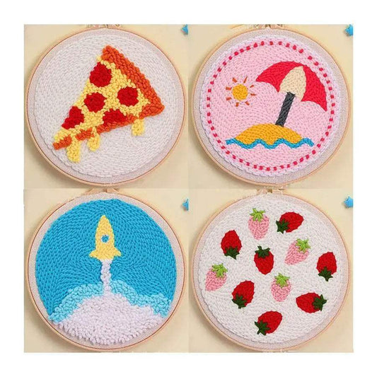  Cartoon Lemon Pizza 8-ply Yarn Punch Needle Embroidery Kit for Beginners - Handmade Stitch Art for Home Decor -  ToylandEU™