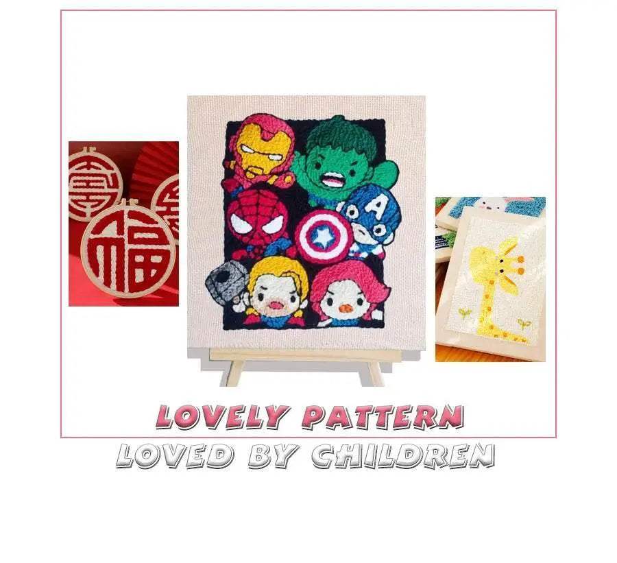  Cartoon Lemon Pizza 8-ply Yarn Punch Needle Embroidery Kit for Beginners - Handmade Stitch Art for Home Decor -  ToylandEU™