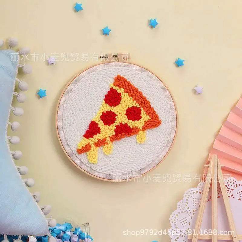  Cartoon Lemon Pizza 8-ply Yarn Punch Needle Embroidery Kit for Beginners - Handmade Stitch Art for Home Decor -  ToylandEU™