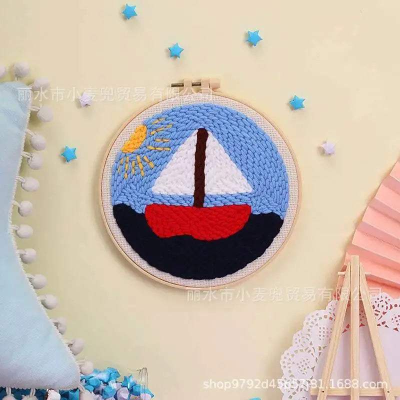  Cartoon Lemon Pizza 8-ply Yarn Punch Needle Embroidery Kit for Beginners - Handmade Stitch Art for Home Decor -  ToylandEU™
