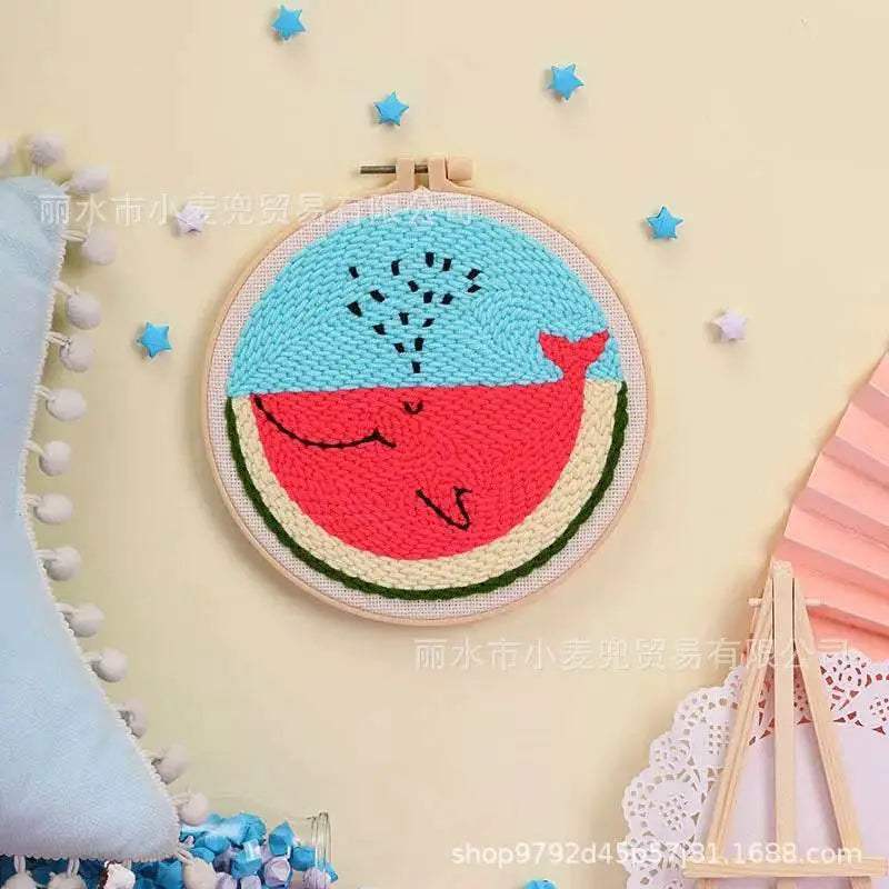  Cartoon Lemon Pizza 8-ply Yarn Punch Needle Embroidery Kit for Beginners - Handmade Stitch Art for Home Decor -  ToylandEU™