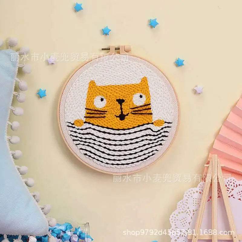  Cartoon Lemon Pizza 8-ply Yarn Punch Needle Embroidery Kit for Beginners - Handmade Stitch Art for Home Decor -  ToylandEU™