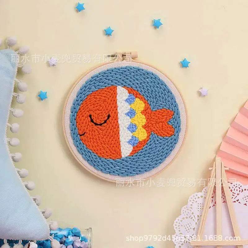  Cartoon Lemon Pizza 8-ply Yarn Punch Needle Embroidery Kit for Beginners - Handmade Stitch Art for Home Decor -  ToylandEU™