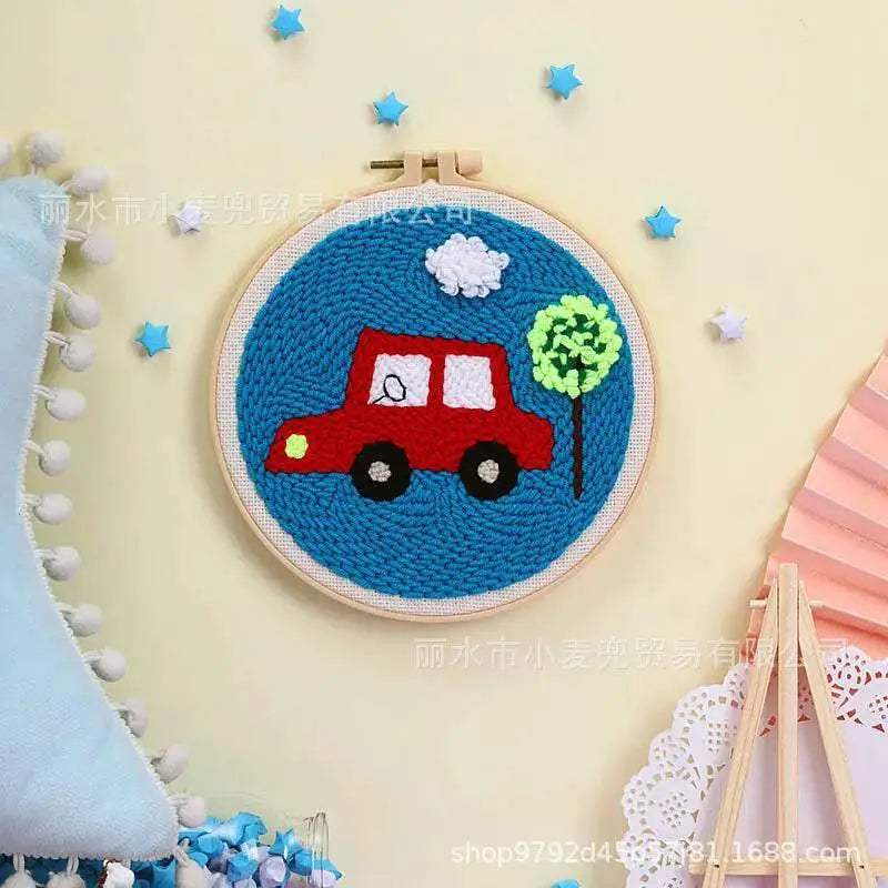  Cartoon Lemon Pizza 8-ply Yarn Punch Needle Embroidery Kit for Beginners - Handmade Stitch Art for Home Decor -  ToylandEU™