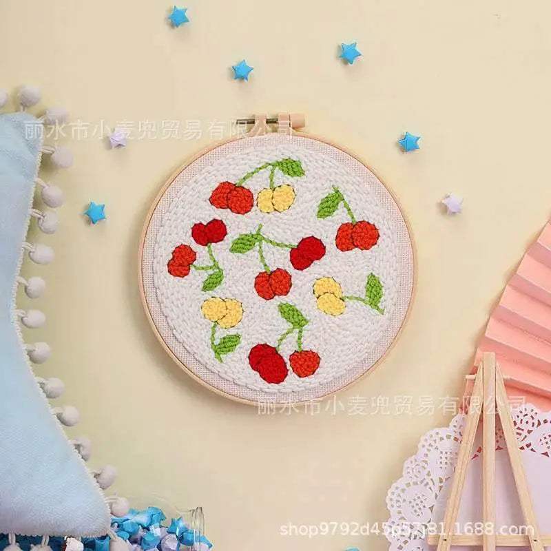  Cartoon Lemon Pizza 8-ply Yarn Punch Needle Embroidery Kit for Beginners - Handmade Stitch Art for Home Decor -  ToylandEU™