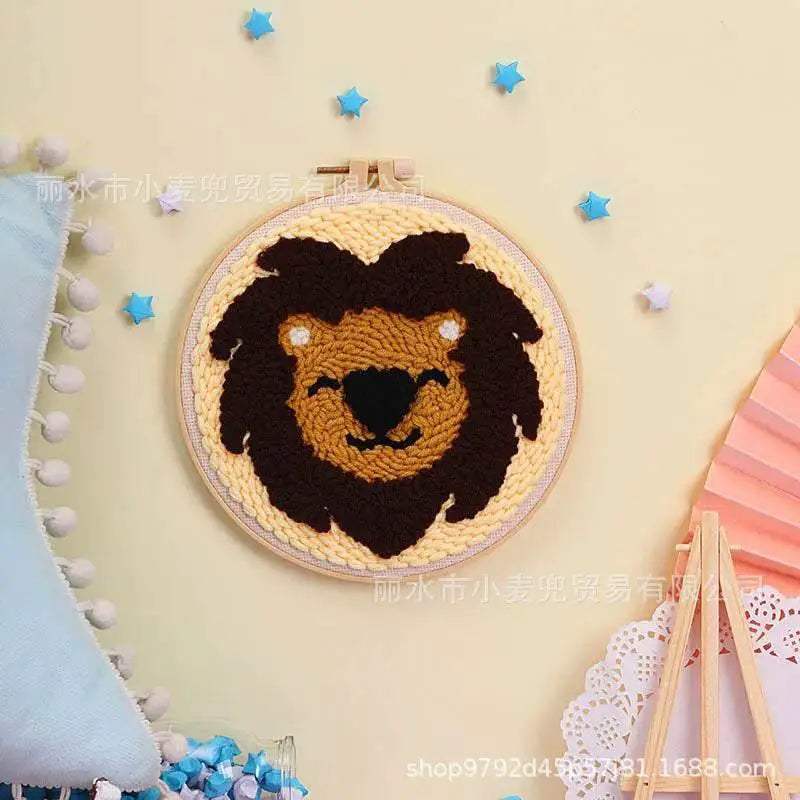  Cartoon Lemon Pizza 8-ply Yarn Punch Needle Embroidery Kit for Beginners - Handmade Stitch Art for Home Decor -  ToylandEU™