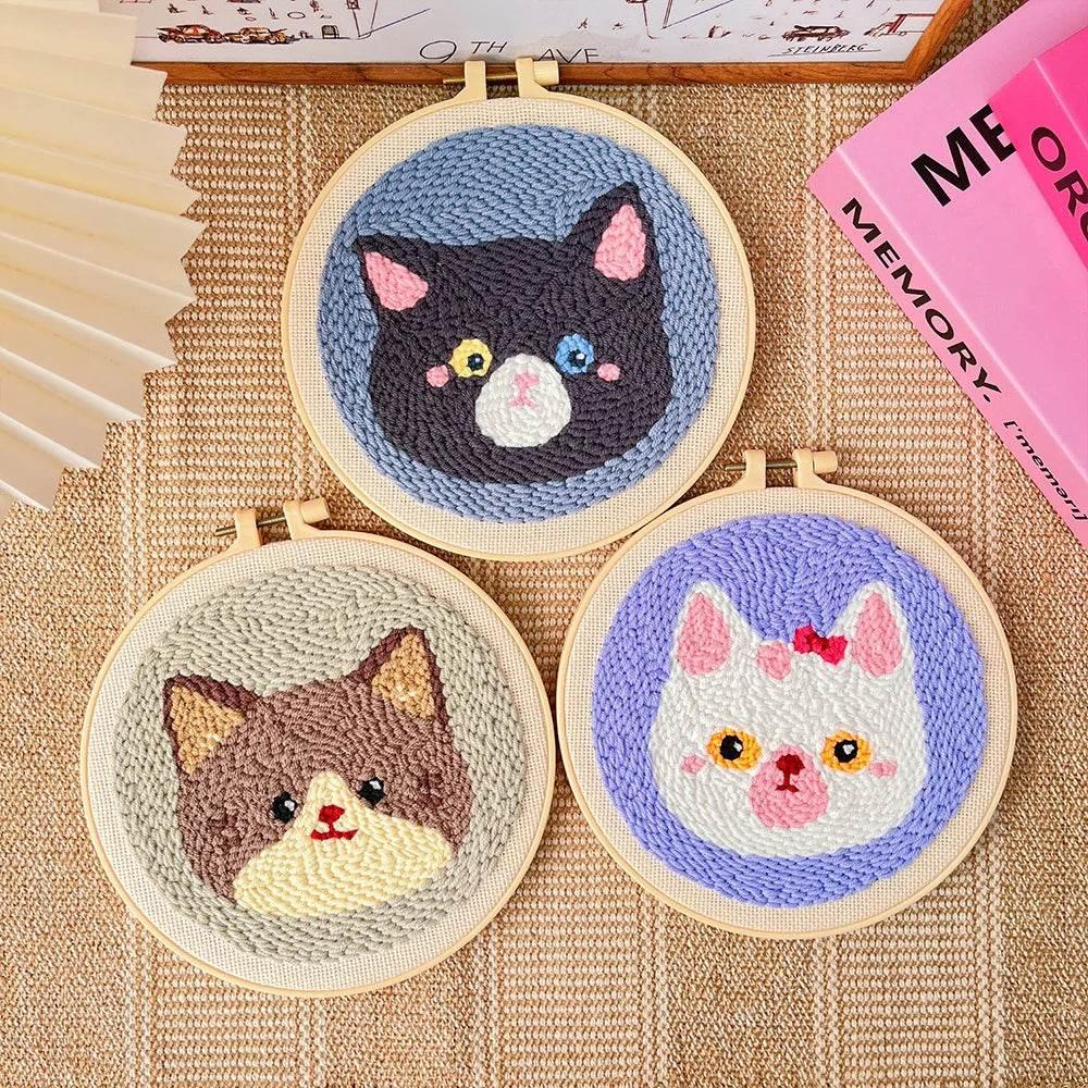 Stickset mit Punch Needle und Cartoon-Muster für Anfänger – Kreatives DIY-Geschenk zur Heimdekoration für Kinder und Erwachsene – ToylandEU