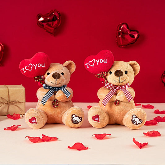 Teddy Bear Plush Toy Holding Heart - Cute Stuffed Animal for Kids