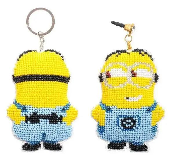  Cartoon-Themed Bead Cross Stitch Kit for DIY Keychain and Phone Plug - Printed Plastic Canvas with Cotton Thread -  ToylandEU™