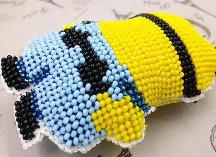  Cartoon-Themed Bead Cross Stitch Kit for DIY Keychain and Phone Plug - Printed Plastic Canvas with Cotton Thread -  ToylandEU™