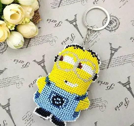  Cartoon-Themed Bead Cross Stitch Kit for DIY Keychain and Phone Plug - Printed Plastic Canvas with Cotton Thread -  ToylandEU™
