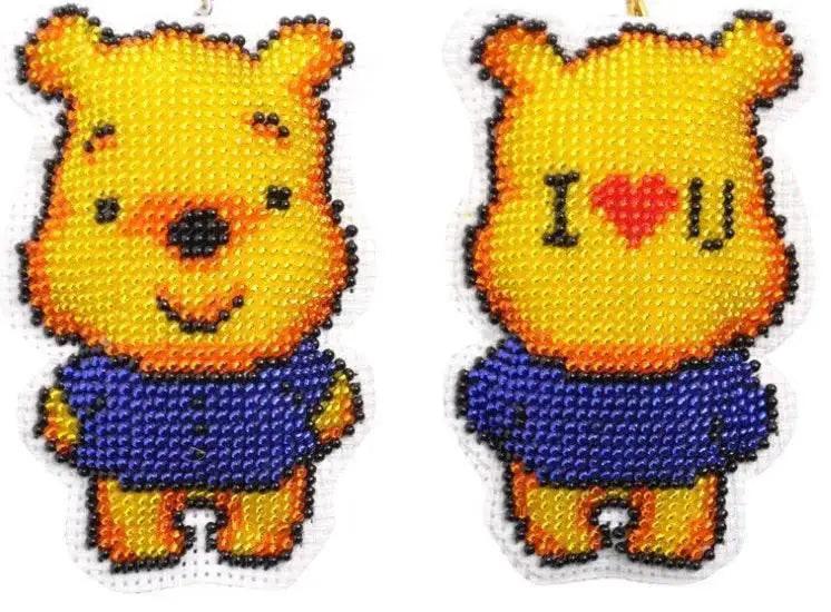  Cartoon-Themed Bead Cross Stitch Kit for DIY Keychain and Phone Plug - Printed Plastic Canvas with Cotton Thread -  ToylandEU™