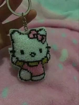  Cartoon-Themed Bead Cross Stitch Kit for DIY Keychain and Phone Plug - Printed Plastic Canvas with Cotton Thread -  ToylandEU™