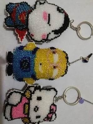  Cartoon-Themed Bead Cross Stitch Kit for DIY Keychain and Phone Plug - Printed Plastic Canvas with Cotton Thread -  ToylandEU™