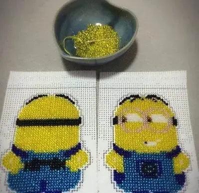  Cartoon-Themed Bead Cross Stitch Kit for DIY Keychain and Phone Plug - Printed Plastic Canvas with Cotton Thread -  ToylandEU™