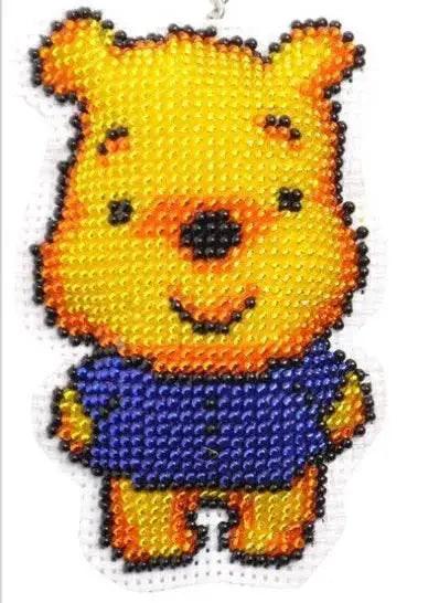  Cartoon-Themed Bead Cross Stitch Kit for DIY Keychain and Phone Plug - Printed Plastic Canvas with Cotton Thread -  ToylandEU™