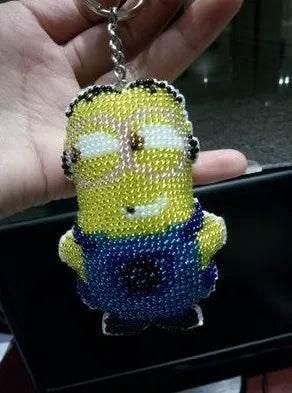 Cartoon-Themed Bead Cross Stitch Kit for DIY Keychain and Phone Plug - Printed Plastic Canvas with Cotton Thread - ToylandEU