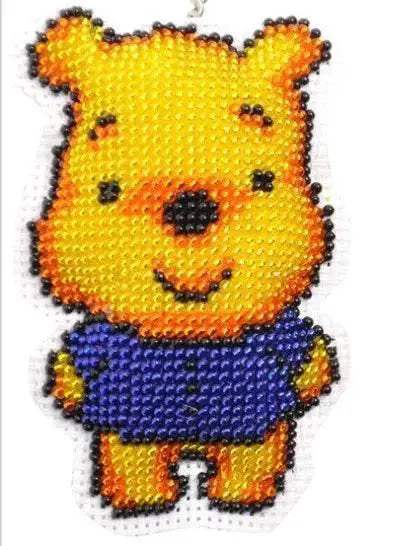  Cartoon-Themed Bead Cross Stitch Kit for DIY Keychain and Phone Plug - Printed Plastic Canvas with Cotton Thread -  ToylandEU™