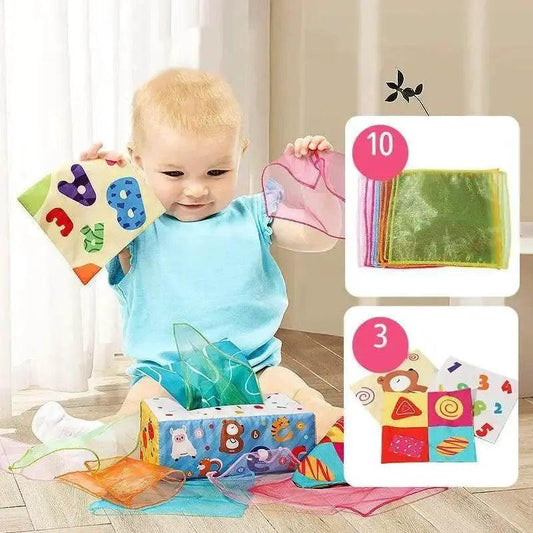  Cartoon Tissue Box Plush Crinkle Sensory Toy For Infants And Toddlers Zero To Three Non Toxic -  ToylandEU™