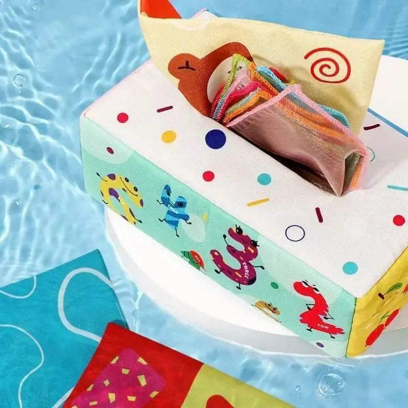 Cartoon Baby Tissue Box Montessori Toys Soft Crinkle Sensory Toys for Infants Toddlers - ToylandEU