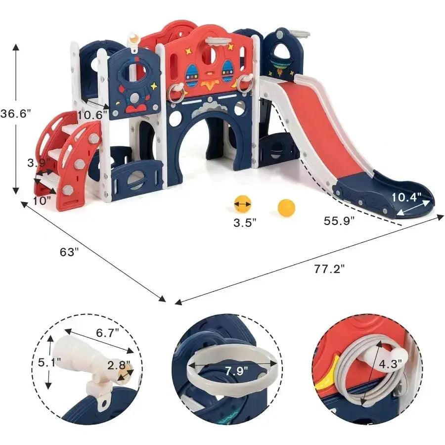  Castle Playset 9 In 1 Indoor Outdoor Playground With Slide -  ToylandEU™
