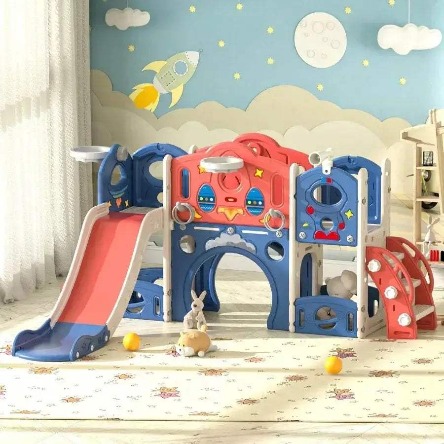 Castle Playset 9 In 1 Indoor Outdoor Playground With Slide - ToylandEU