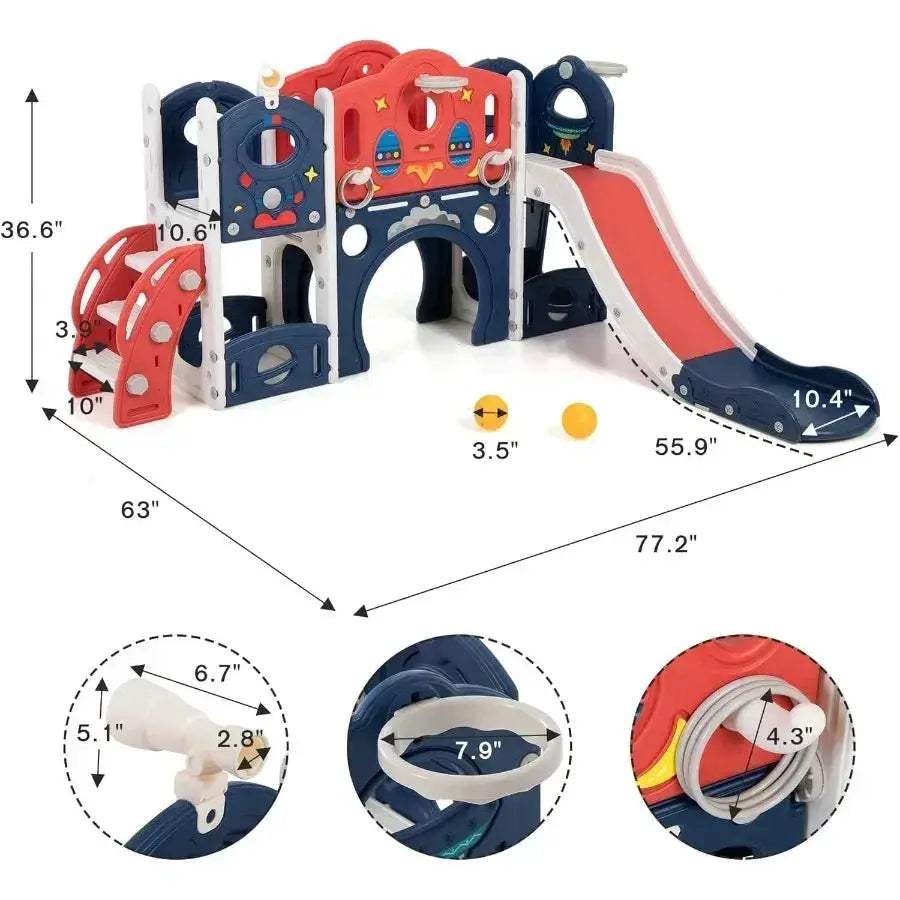Castle Playset 9 In 1 Indoor Outdoor Playground With Slide - ToylandEU