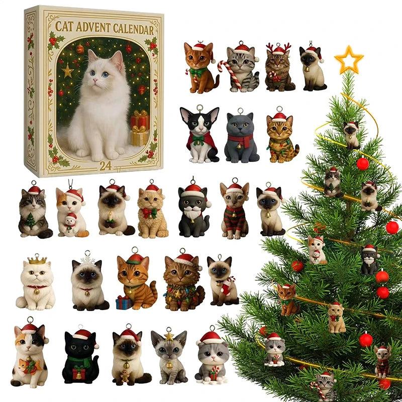 Cat Advent Calendar | 24pc Acrylic Kitten Decor | Toylandeu™