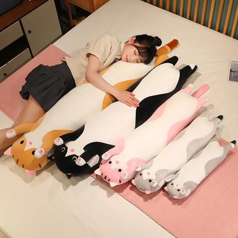  Cat Plush Nap Pillow Soft 50cm Cozy Decor 