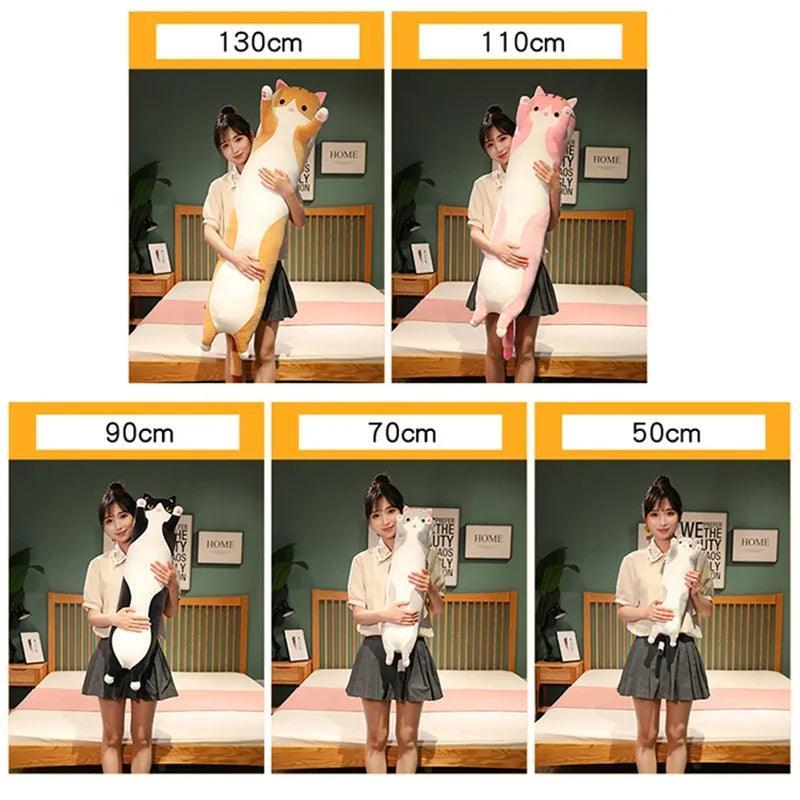  Cat Plush Nap Pillow Soft 50cm Cozy Decor 
