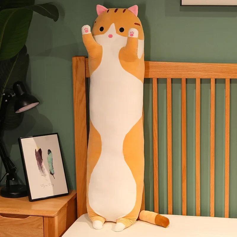  Cat Plush Nap Pillow Soft 50cm Cozy Decor 