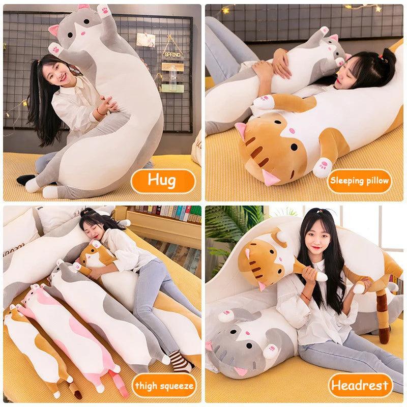 Cat Plush Pillow | Long Curved Shape | Toylandeu™
