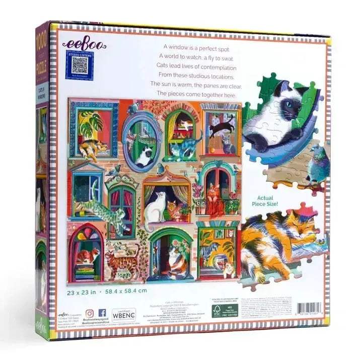 Cats in Windows 1000 Piece Jigsaw Puzzle eeBoo - ToylandEU