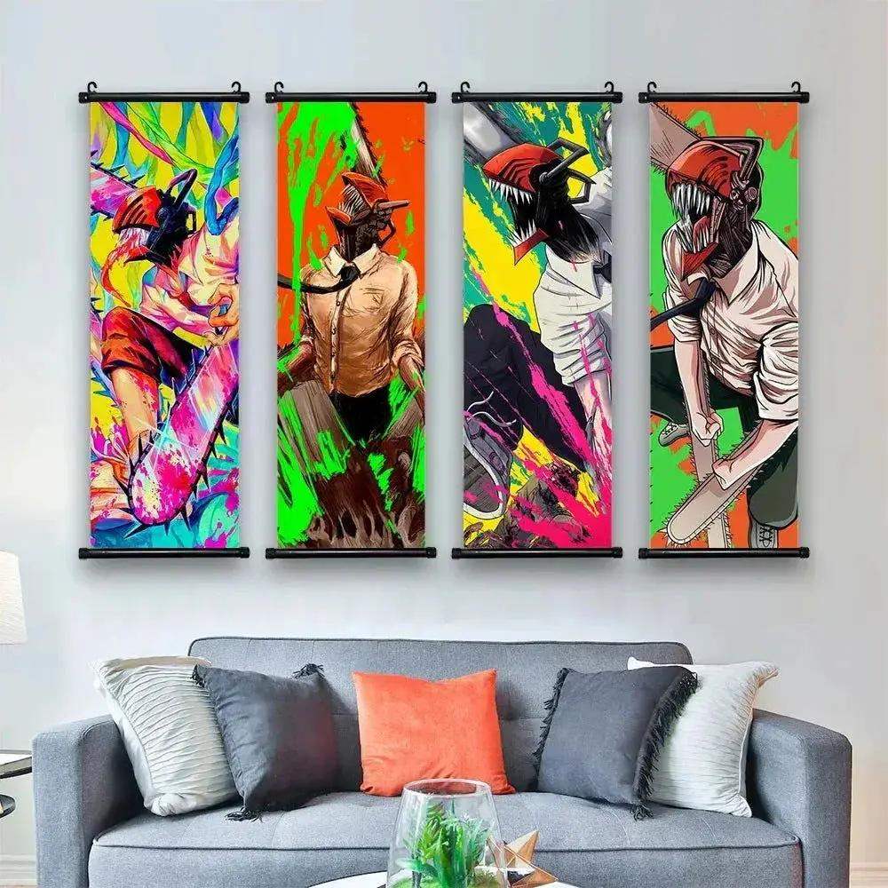 Chainsaw Man Canvas Scrolls Wall Art For Dynamic Anime Decor - ToylandEU