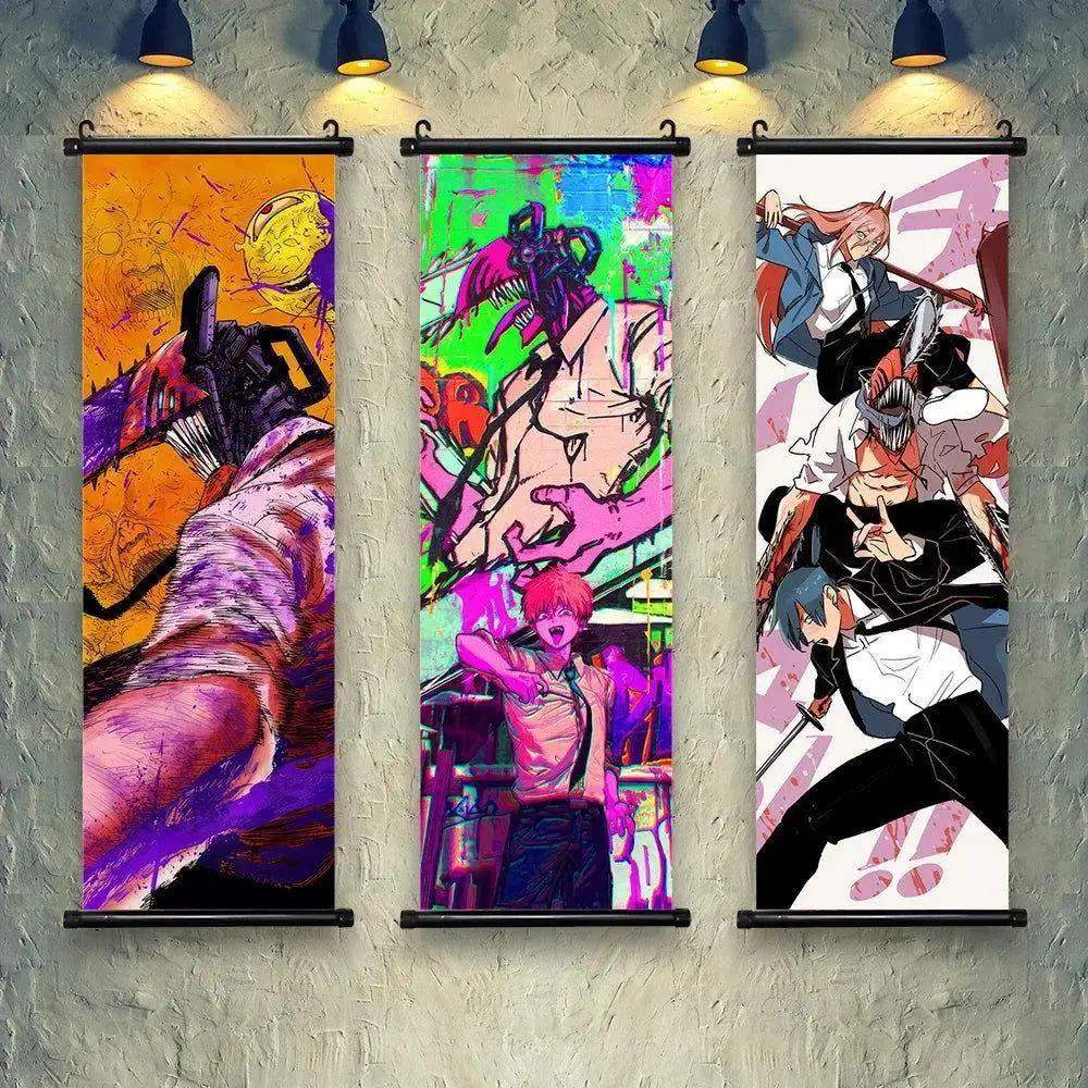 Chainsaw Man Canvas Scrolls Wall Art For Dynamic Anime Decor - ToylandEU