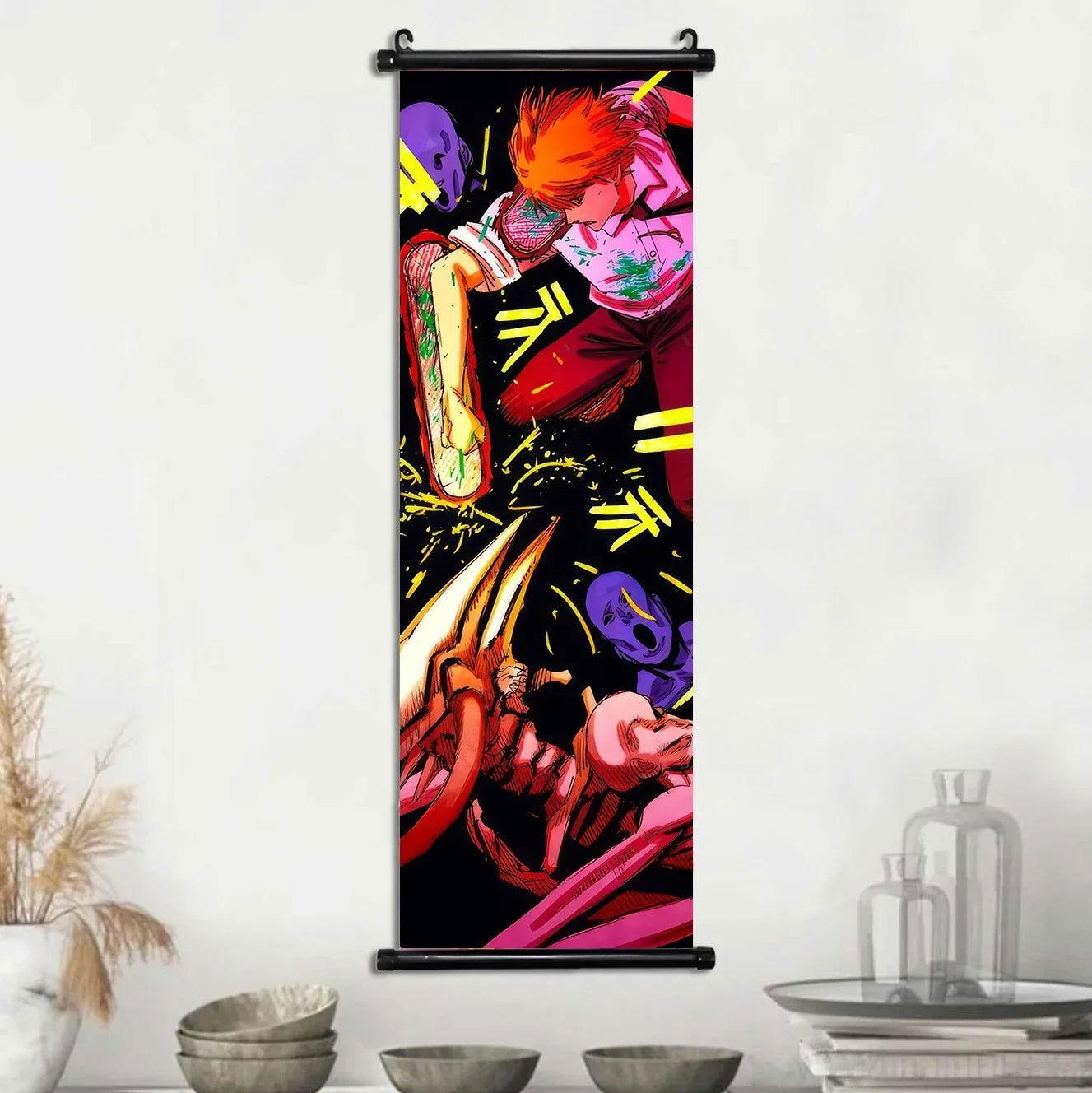  Chainsaw Man Canvas Scrolls Vivid Wall Art Anime Decor 