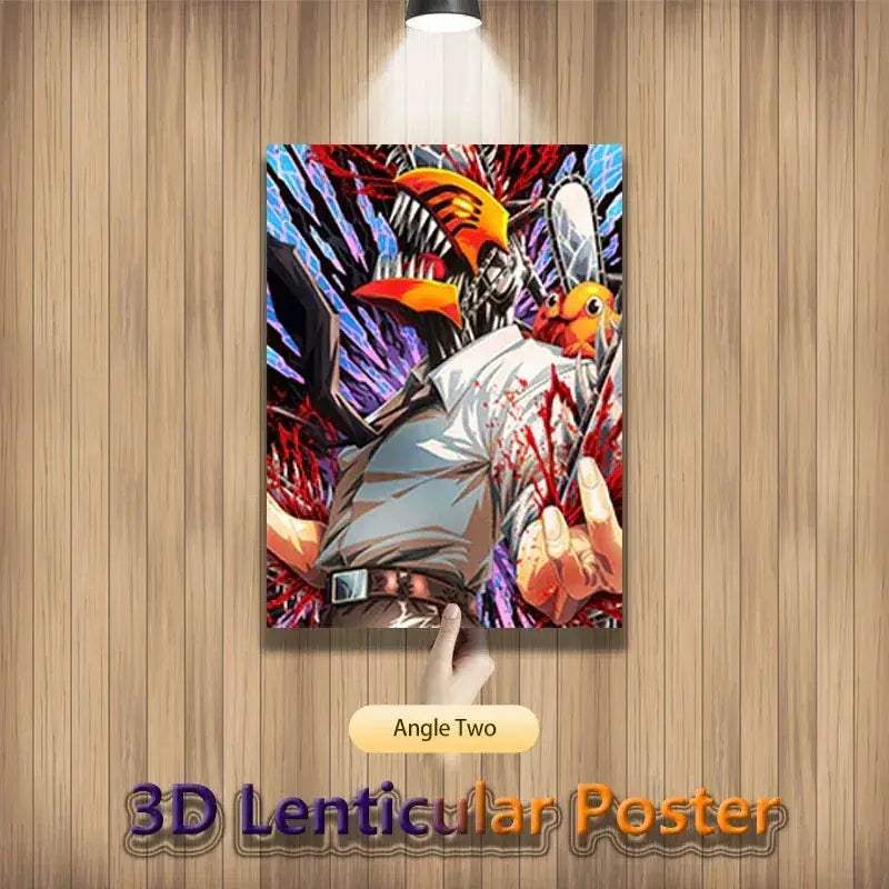 Chainsaw Man 3D Lenticular Poster Wall Art With Dynamic Transformation - ToylandEU