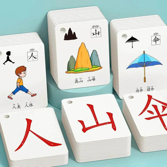  Characters Picture Enlightenment Double Literacy Card Children's Kindergarten Chinese Pinyin Hanzi Learning Age -  ToylandEU™
