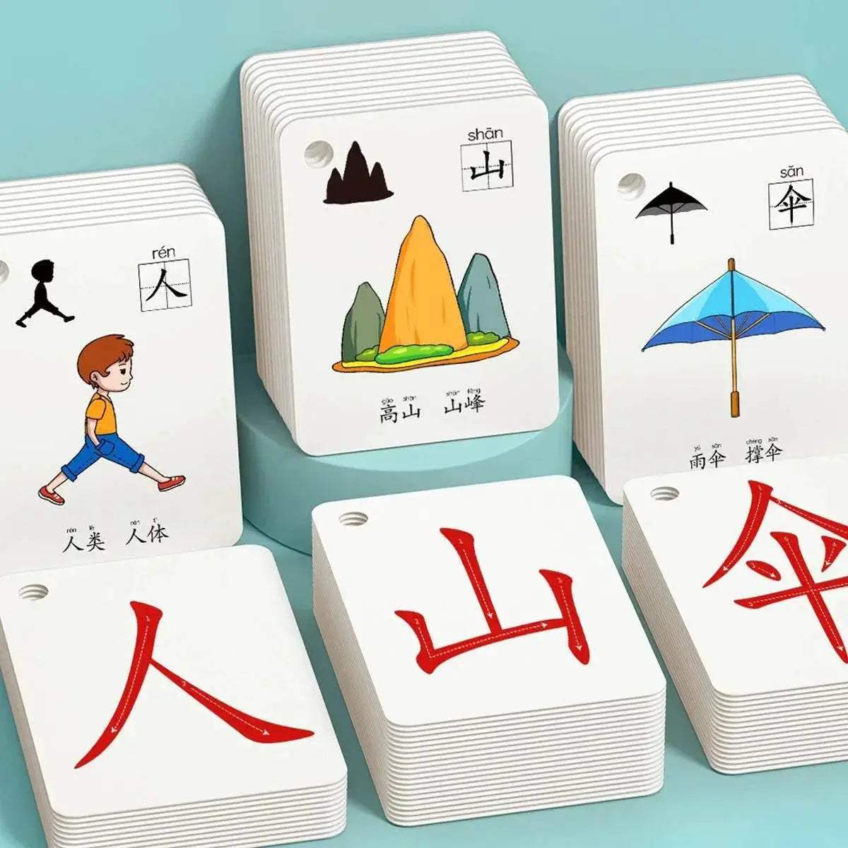 Characters Picture Enlightenment Double Literacy Card Children's Kindergarten Chinese Pinyin Hanzi Learning Age - ToylandEU